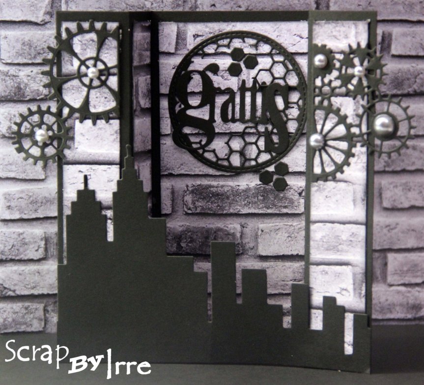 Double gate fold card with black die-cuts