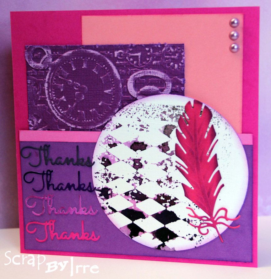 Thank you card in pink and purple