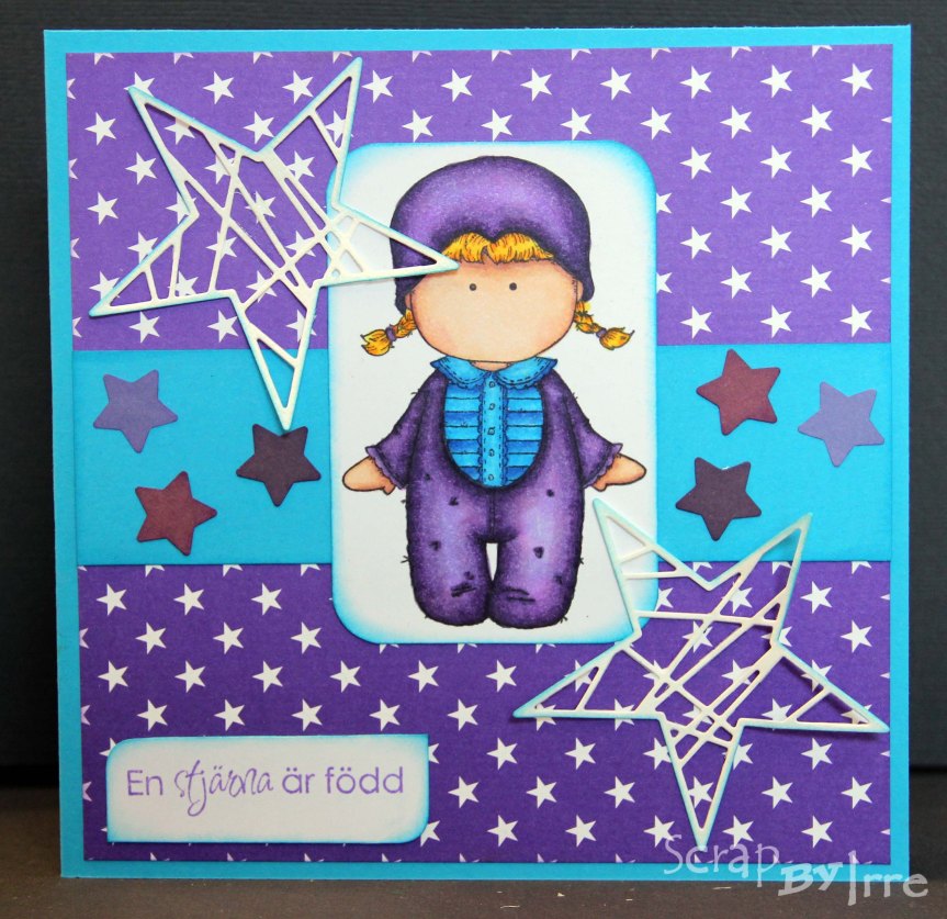 Baby card with punched and die-cut stars