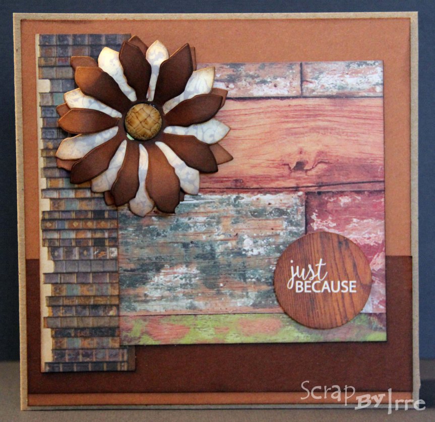 Card in brown with a layered flower