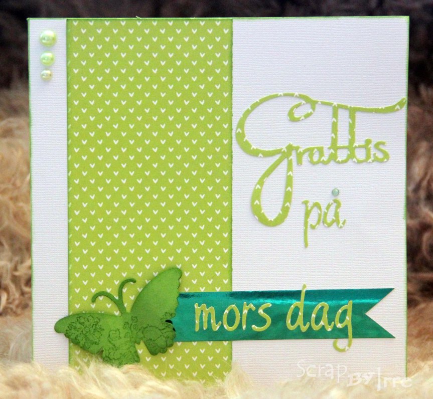 Mothers day card in green and white with a butterfly