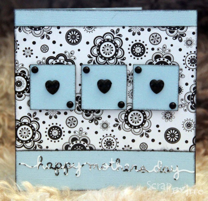 Mothers day card with squares and hearts