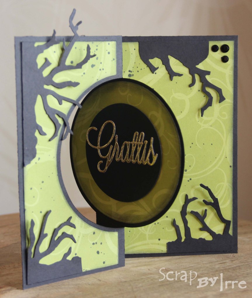 Circle flip card with patterned papers and die-cuts