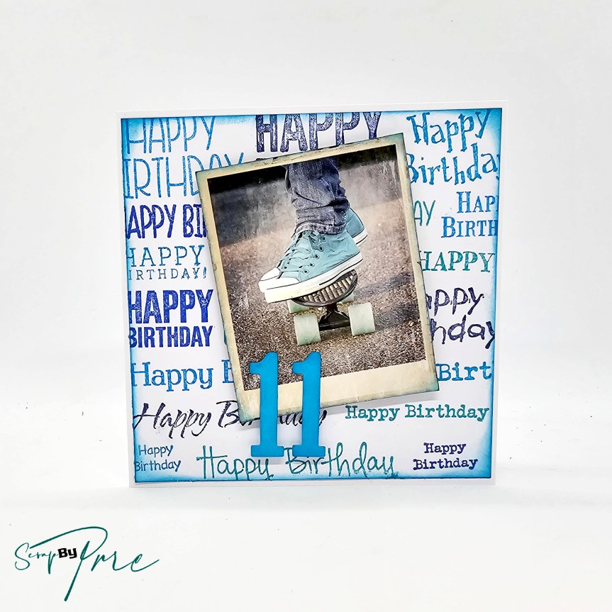 Birthday card with stamped sentiments
